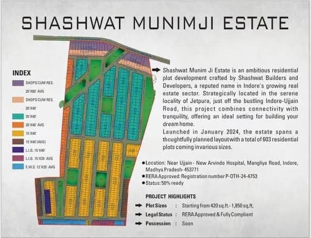 Residential Plot for Sale in Munim Ji Estate, Jetpura Ujjain Road, Indore
